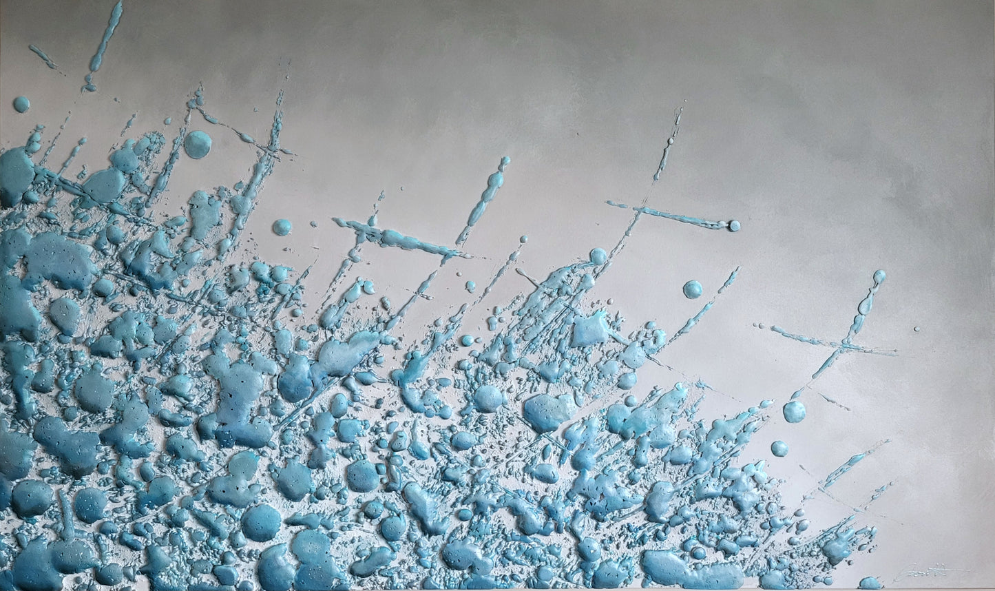 Amoureuse des fleurs bleues -  36x60