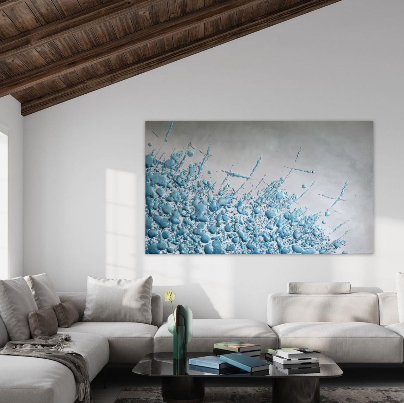 Amoureuse des fleurs bleues -  36x60